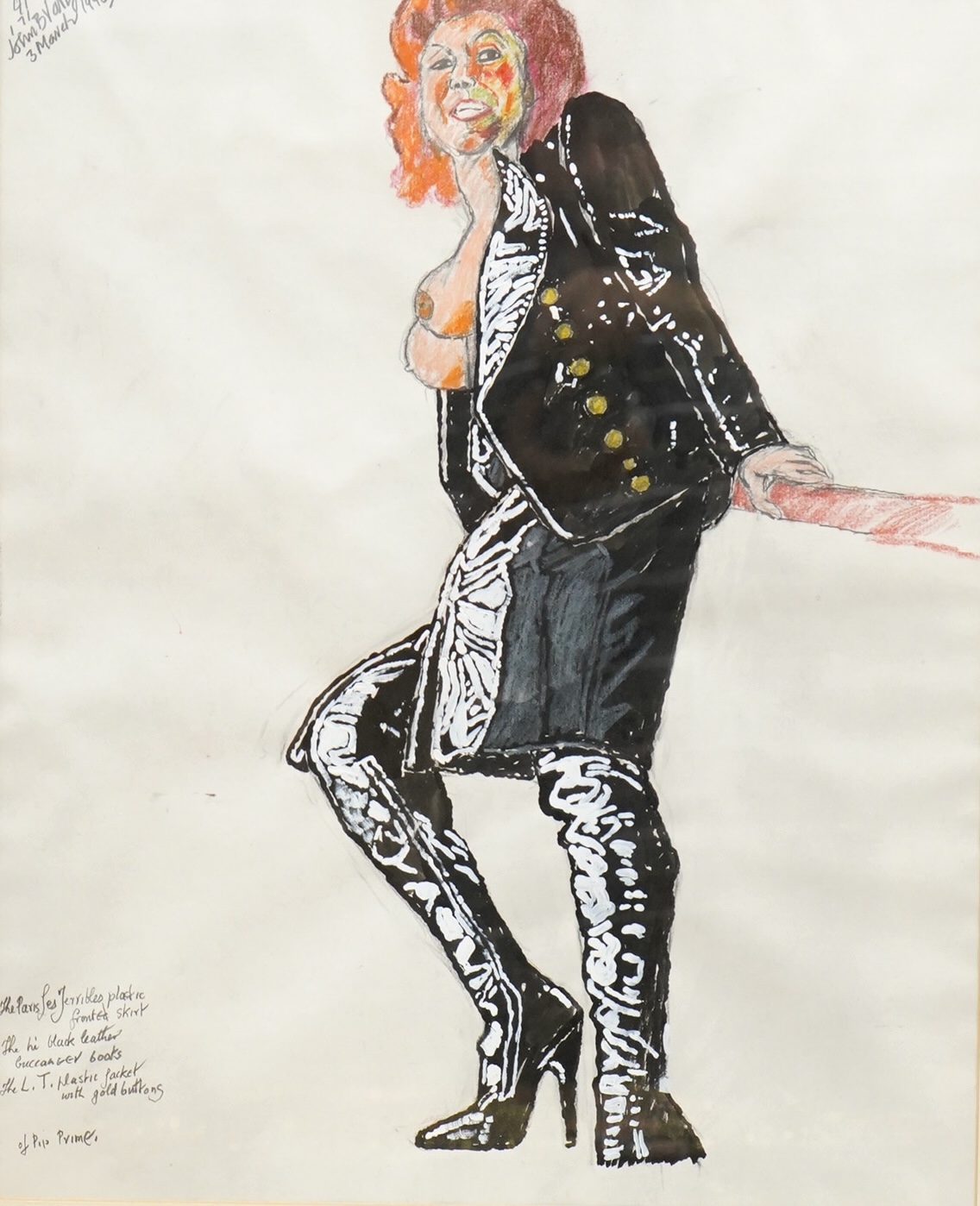 John Bratby RA (1928-1992), Full length study of Patti, signed and dated 3rd March 1990, signed and inscribed, mixed media, 50 x 41cn